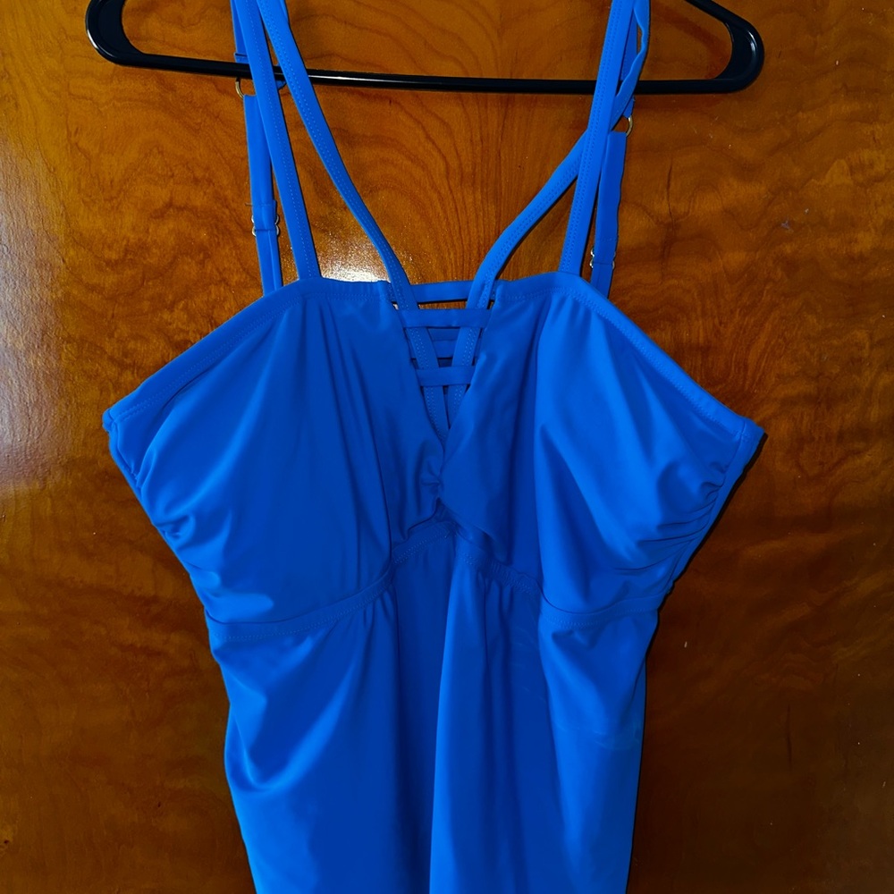 Vibrant Blue Strappy Swim Suit Top Time & Tru size 1X